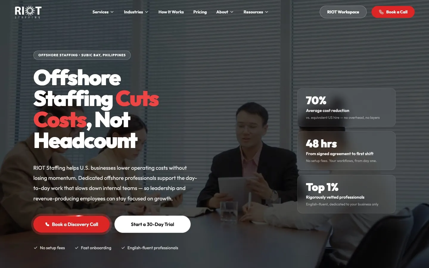 Homepage of riotstaffing.com